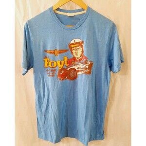 Vintage Style A J Foyt Blue Graphic Shortsleeeve T-shirt Mens Medium